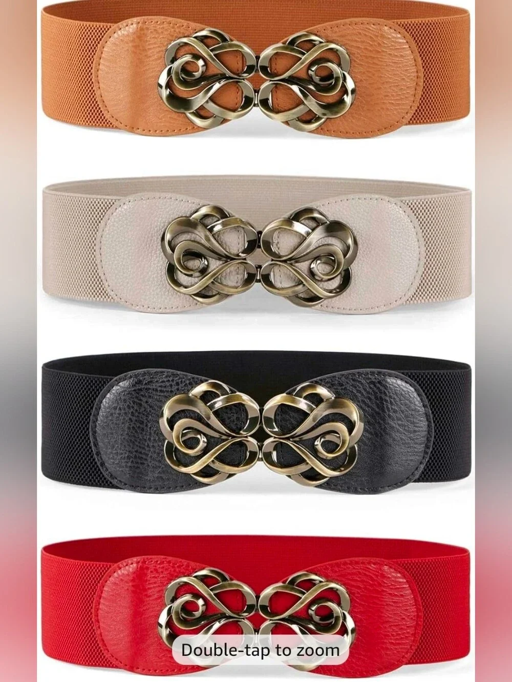 JASGOOD Women Stretchy Belts for Dresses Vintage Elastic Wide Waist Belts 4 Pack